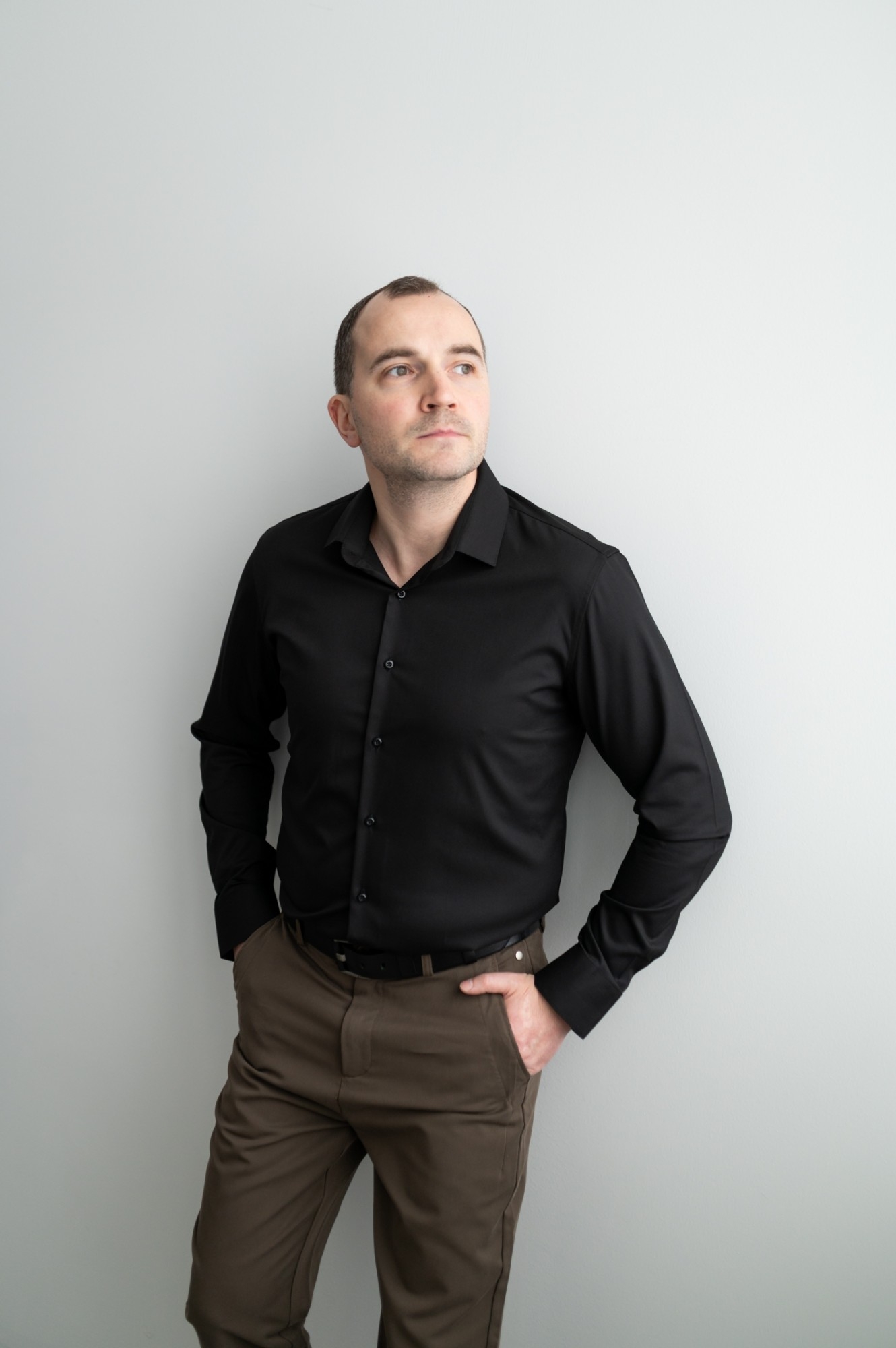 Чёрная классическая рубашка CMT (S002)