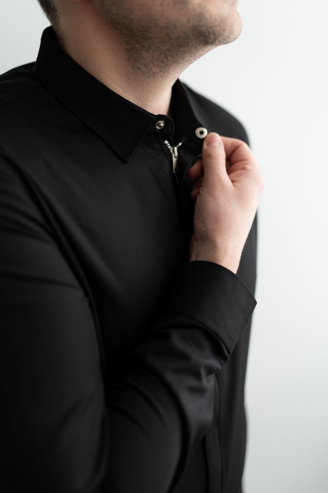 Чёрная рубашка на замке CMT (S024)