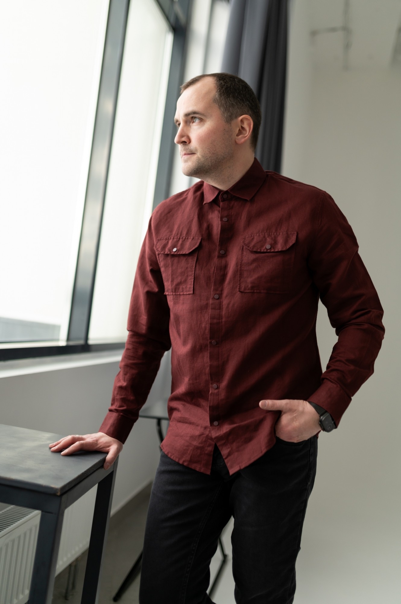 Бордовая рубашка CMT (S025)