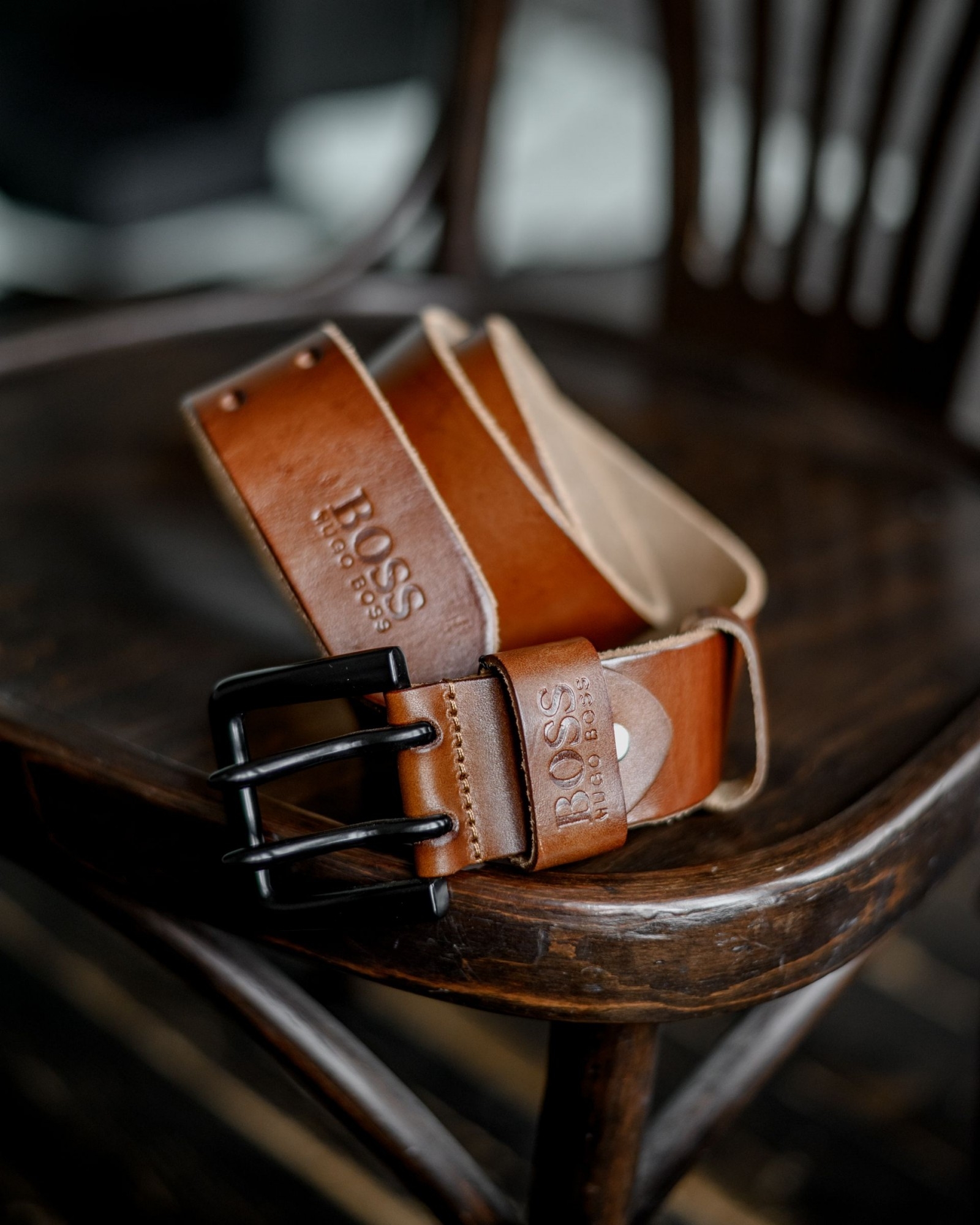 Кожаный ремень БР13 рыжий